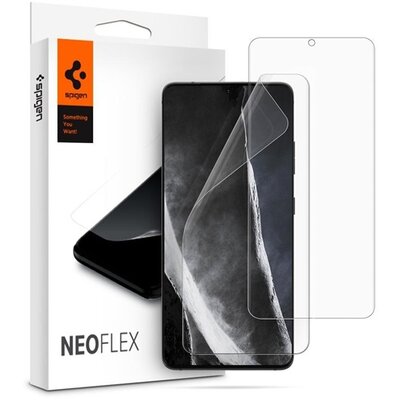 SPIGEN NEOFLEX kijelzővédő fólia 2 db (full screen, íves részre, tok barát), Átlátszó [Samsung Galaxy S21 Ultra (SM-G998) 5G]