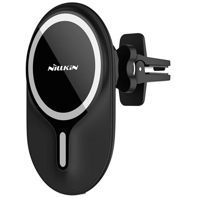NILLKIN MAGROAD autós tartó (szellőzőre, mágneses, QI Wireless, 10W, vezeték nélküli töltés, Magsafe rögzítés), Fekete [Apple iPhone 12, Apple iPhone 12 Pro]