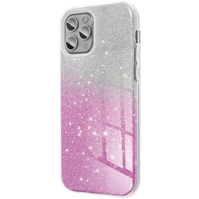 Forcell Shining szilikon hátlapvédő telefontok - Samsung Galaxy S21 FE, Átlátszó-Rózsaszín