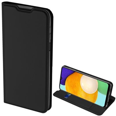 DUX DUCIS SKIN PRO telefontok álló, bőr hatású (flip, oldalra nyíló, bankkártya tartó, asztali tartó funkció), Fekete [Samsung Galaxy A03s (SM-A037F)]