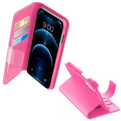 CELLULARLINE BOOK AGENDA telefontok álló, bőr hatású (flip, oldalra nyíló, asztali tartó funkció, RFID védelem), Rózsaszín [Apple iPhone 12 Pro Max]