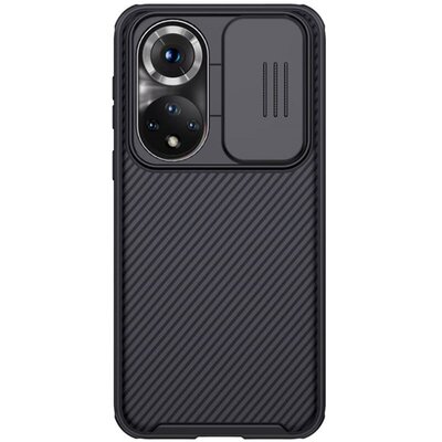NILLKIN CAMSHIELD PRO műanyag hátlapvédő telefontok (szilikon keret, közepesen ütésálló, kamera védelem, csíkos minta), Fekete [Huawei Nova 9, Honor 50]