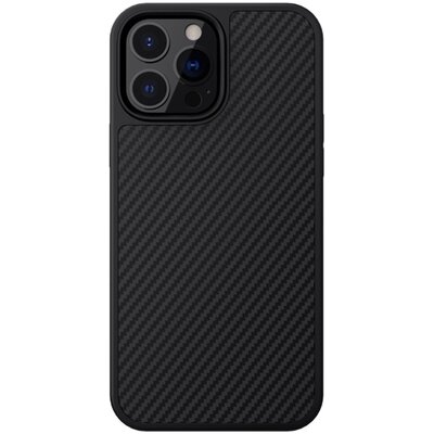 NILLKIN SYNTHETIC FIBER műanyag hátlapvédő telefontok (környezetbarát, karbon minta), Fekete [Apple iPhone 13 Pro]