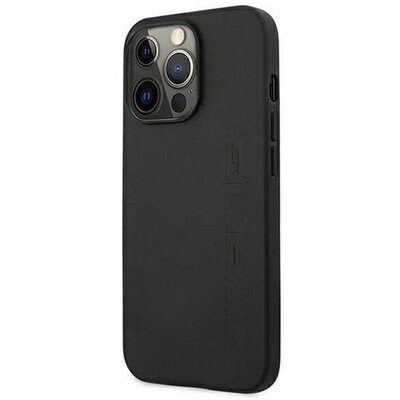 CG MOBILE AMG SIGNATURE műanyag hátlapvédő telefontok (valódi bőr bevonat), Fekete [Apple iPhone 13 Pro]