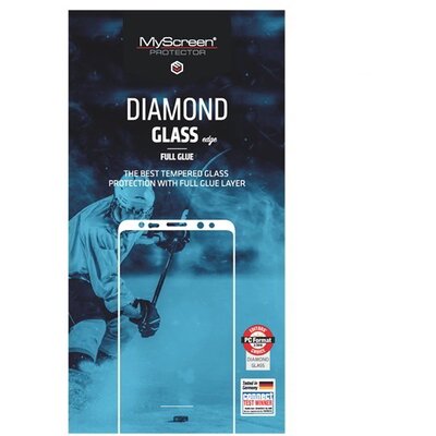 MYSCREEN DIAMOND GLASS EDGE kijelzővédő üvegfólia (2.5D, full glue, teljes felületén tapad, karcálló, 0.33 mm, 9H), Fekete [Oppo A16s]