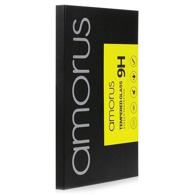 AMORUS kijelzővédő üvegfólia 2db (2.5D full glue, teljes felületén tapad, extra karcálló, 0.3mm, 9H), Fekete [Apple iPhone 13 mini]