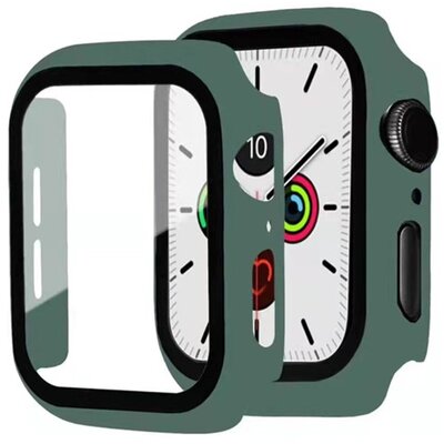 Okosóra műanyag védőkeret (Bumper, ütésálló + kijelzővédő üveg), Zöld [Apple Watch Series 7 41mm]