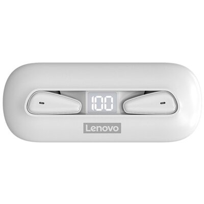 LENOVO XT95 bluetooth sztereó fülhallgató, headset (mini, v5.0, TWS, mikrofon, hangszóró + ultravékony töltőtok), Fehér