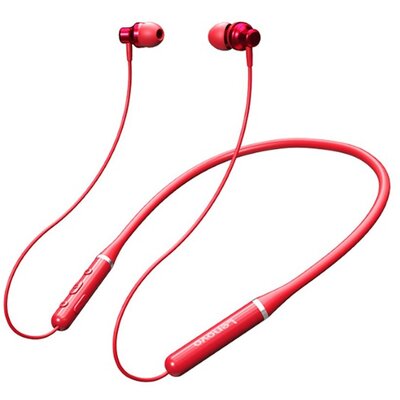 LENOVO XE05 bluetooth sztereó fülhallgató, headset (V5.0, nyakba akasztható, mikrofon, IPX5 cseppállóság, Sport), Piros