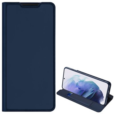 DUX DUCIS SKIN PRO telefontok álló, bőr hatású (flip, oldalra nyíló, bankkártya tartó, asztali tartó funkció), Sötétkék [Samsung Galaxy S22+ Plus 5G (SM-S906)]