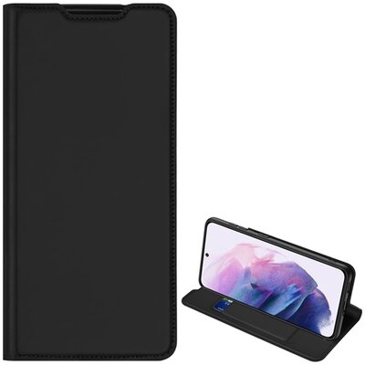 DUX DUCIS SKIN PRO telefontok álló, bőr hatású (flip, oldalra nyíló, bankkártya tartó, asztali tartó funkció), Fekete [Samsung Galaxy S22 5G (SM-S901)]
