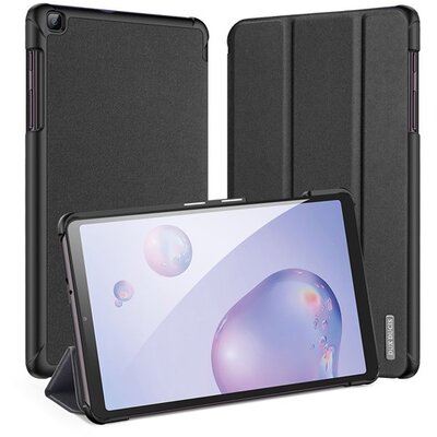 DUX DUCIS DOMO tablet védőtok álló, bőr hatású (aktív Flip, oldalra nyíló, Trifold asztali tartó funkció, textil minta), Fekete [Samsung Galaxy Tab A8 10.5 WIFI (2021) SM-X200]