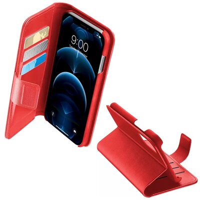 CELLULARLINE BOOK AGENDA telefontok álló, bőr hatású (flip, oldalra nyíló, asztali tartó funkció, RFID védelem), Piros [Apple iPhone 12 Pro Max]