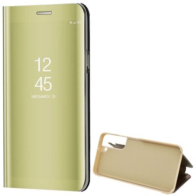 Telefontok álló (aktív flip, oldalra nyíló, asztali tartó funkció, tükrös felület, Mirror View Case), Arany [Samsung Galaxy S22+ Plus 5G (SM-S906)]