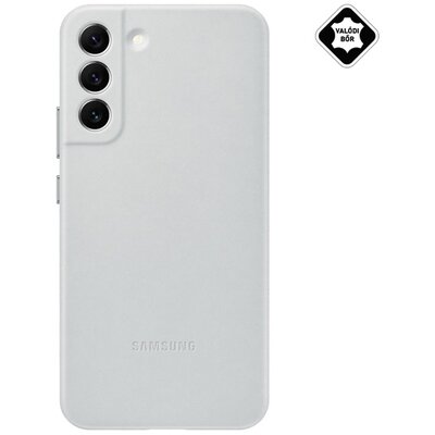 Samsung EF-VS906LJEGWW gyári műanyag hátlapvédő telefontok (valódi bőr hátlap), Világosszürke [Samsung Galaxy S22+ Plus 5G (SM-S906)]