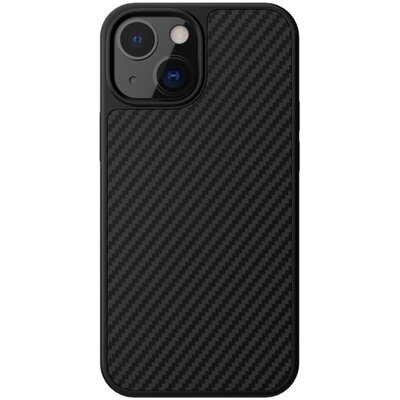 NILLKIN SYNTHETIC FIBER műanyag hátlapvédő telefontok (környezetbarát, karbon minta), Fekete [Apple iPhone 13]