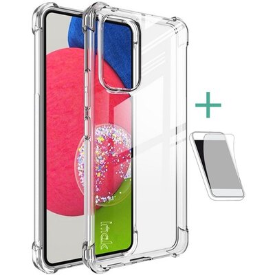 IMAK szilikon hátlapvédő telefontok (közepesen ütésálló, légpárnás sarok + képernyővédő fólia), Átlátszó [Samsung Galaxy A53 (SM-A536) 5G]