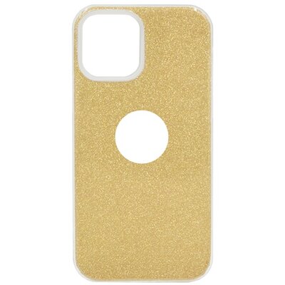 Szilikon hátlapvédő telefontok (műanyag belső, csillogó hátlap, logo kivágás), Arany [Apple iPhone 13 Pro]