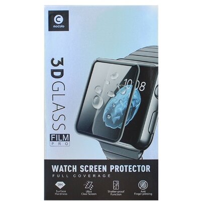 MOCOLO okosóra kijelzővédő üvegfólia (3D full cover, íves, karcálló, 9H), Fekete [Apple Watch Series 7 45mm]