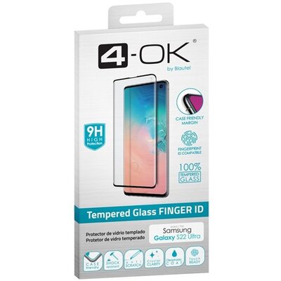 BLAUTEL PRF22U 4-OK kijelzővédő üvegfólia (3D full glue, íves, karcálló, tokbarát, ujjlenyomat olvasó, 9H), Fekete [Samsung Galaxy S22 Ultra 5G (SM-S908)]
