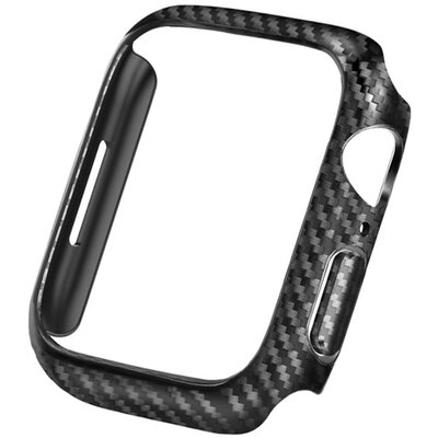 Műanyag okosóra védőkeret (Bumper, ütésálló, karbon minta), Fekete [Apple Watch Series 7 41mm]