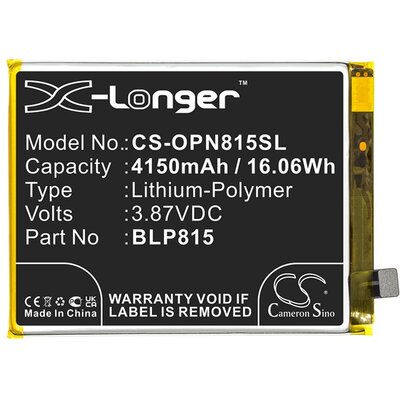CAMERON SINO Li-Polymer utángyártott akkumulátor (3,87V / 4150 mAh, Oneplus BLP815 kompatibilis) [OnePlus Nord N10 5G]