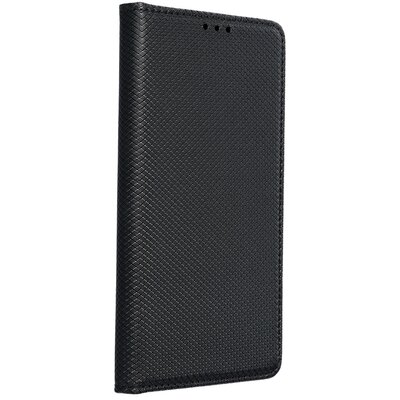 Smart flip telefontok, mágneses flip zár, oldalra nyíló, bőr hatású - Samsung Galaxy A03, Fekete