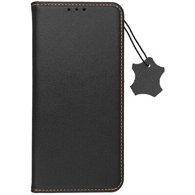 Forcell Smart Pro valódi bőr flip telefontok bankkártya tartó zsebbel - Samsung Galaxy S22 Ultra, Fekete