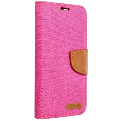 Oldalra nyíló flip telefontok, kellemes farmer hatású anyagból - Samsung Galaxy A13 4G, Rózsaszín