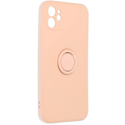 Roar Amber matt TPU szilikon hátlapvédő telefontok telefontartó gyűrűvel - Iphone 11, Rózsaszín