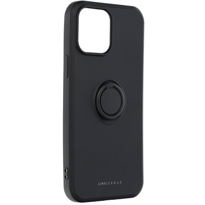 Roar Amber matt TPU szilikon hátlapvédő telefontok telefontartó gyűrűvel - Iphone 13 Pro Max, Fekete