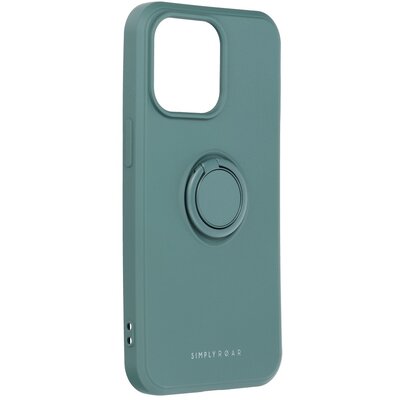 Roar Amber matt TPU szilikon hátlapvédő telefontok telefontartó gyűrűvel - Iphone 13 Pro, Zöld