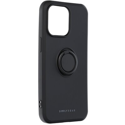 Roar Amber matt TPU szilikon hátlapvédő telefontok telefontartó gyűrűvel - Iphone 13 Pro, Fekete