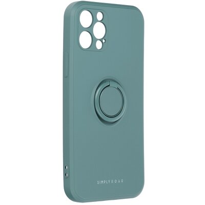 Roar Amber matt TPU szilikon hátlapvédő telefontok telefontartó gyűrűvel - Iphone 12 Pro, Zöld