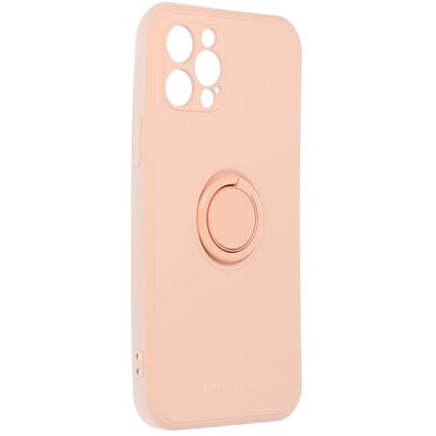 Roar Amber matt TPU szilikon hátlapvédő telefontok telefontartó gyűrűvel - Iphone 12 Pro, Rózsaszín