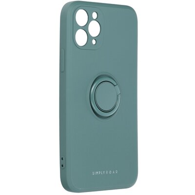 Roar Amber matt TPU szilikon hátlapvédő telefontok telefontartó gyűrűvel - Iphone 11 Pro, Zöld