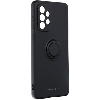 Roar Amber matt TPU szilikon hátlapvédő telefontok telefontartó gyűrűvel - Samsung Galaxy A73 5G, Fekete
