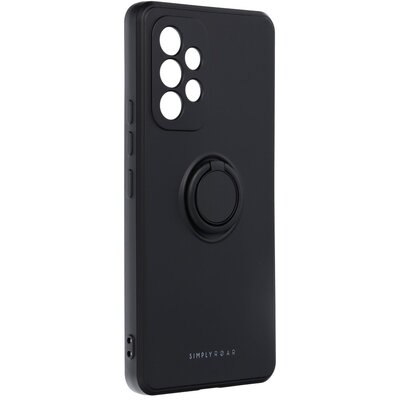 Roar Amber matt TPU szilikon hátlapvédő telefontok telefontartó gyűrűvel - Samsung Galaxy A53 5G, Fekete
