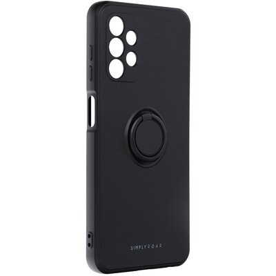 Roar Amber matt TPU szilikon hátlapvédő telefontok telefontartó gyűrűvel - Samsung Galaxy A13 4G, Fekete