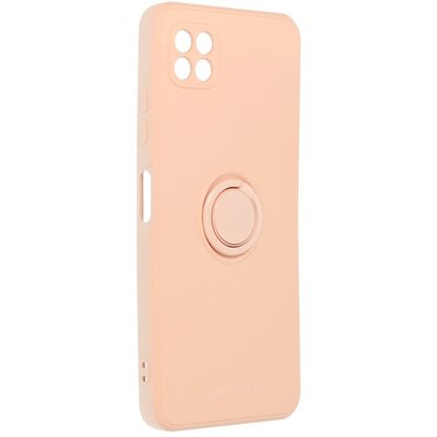 Roar Amber matt TPU szilikon hátlapvédő telefontok telefontartó gyűrűvel - Samsung Galaxy A22 5G, Rózsaszín