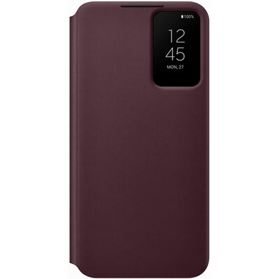 SAMSUNG EF-ZS906CEEGEE gyári telefontok álló (aktív flip, oldalra nyíló, Clear View Cover), Burgundy [Samsung Galaxy S22+ Plus 5G (SM-S906)]