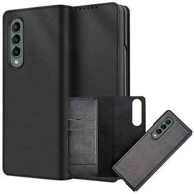 Telefontok álló, bőr 2in1 (flip, oldalra nyíló, bankkártya tartó, mágneses, asztali tartó funkció), Fekete [Samsung Galaxy Z Fold3 5G (SM-F926)]