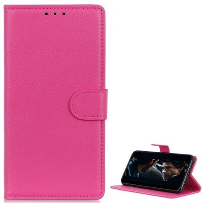 Telefontok álló, bőr hatású (flip, oldalra nyíló, asztali tartó funkció, prémium), Rózsaszín [Xiaomi Redmi 10C]