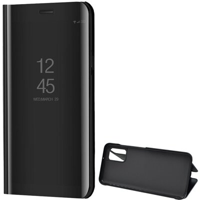 Telefontok álló (aktív flip, oldalra nyíló, asztali tartó funkció, tükrös felület, Mirror View Case), Fekete [Samsung Galaxy A03s (SM-A037F)]