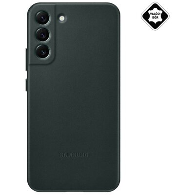SAMSUNG EF-VS906LGEGWW gyári műanyag hátlapvédő telefontok (valódi bőr hátlap), Sötétzöld [Samsung Galaxy S22+ Plus 5G (SM-S906)]
