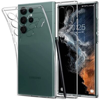 SPIGEN LIQUID CRYSTAL szilikon hátlapvédő telefontok (közepesen ütésálló, légpárnás sarok), Átlátszó [Samsung Galaxy S22 Ultra 5G (SM-S908)]