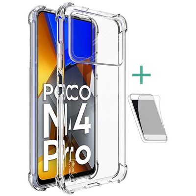 IMAK szilikon hátlapvédő telefontok (közepesen ütésálló, légpárnás sarok + képernyővédő fólia), Átlátszó [Xiaomi Poco M4 Pro 4G]