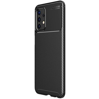 Szilikon hátlapvédő telefontok (közepesen ütésálló, légpárnás sarok, karbon minta), Fekete [Samsung Galaxy A32 4G (SM-A325)]