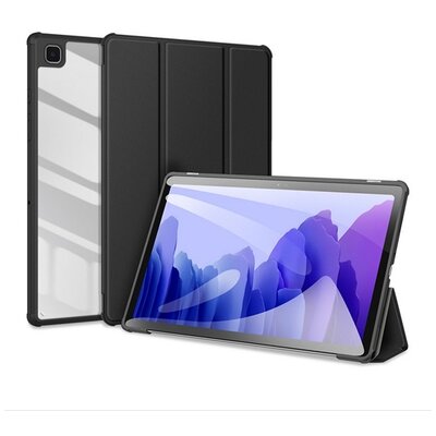 DUX DUCIS TOBY tablet védőtok álló, bőr hatású (aktív flip, oldalra nyíló, Trifold asztali tartó funkció, S-Pen tartó), Fekete [Samsung Galaxy Tab A7 10.4 (2020) WIFI SM-T500]