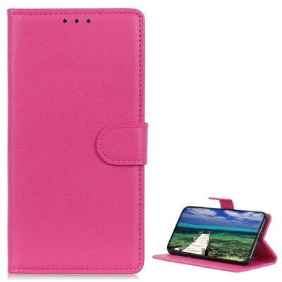 Telefontok álló, bőr hatású (flip, oldalra nyíló, asztali tartó funkció, prémium), Rózsaszín [Samsung Galaxy Xcover 6 Pro (SM-G736)]